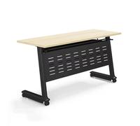 Table de Conférence Pliante, Mobile Bureau Professionnel, Charge Maximale 800kg, avec Roulettes, peu Encombrante, Idéale pour Les Salles de Conférence et Les Salles de Classe(Beige,140x50x75cm/55x20x3