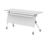 Table de conférence pliante moderne en bois avec cadre en métal, table de séminaire portable pour un rangement facile, 140 x 50 x 75 cm