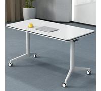 Table de conférence pliante moderne rectangulaire blanche avec roulettes silencieuses Idéal pour salle de classe ou bureau 180 cm - 1 pièce