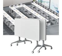 Table de conférence pliante polyvalente - Idéale pour les salles de formation, les réunions et les espaces de collaboration - Design blanc peu encombrant pour un rangement et une mobilité faciles
