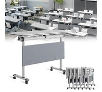 Table de conférence pliante portable avec design mobile et roues pivotantes silencieuses - Solutions peu encombrantes pour réunions et événements pour un transport facile et une utilisation