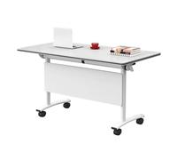 Table de conférence pliante portable avec plateau rabattable et cadre en métal stable, table d'entraînement de séminaire en bois sur roulettes à 360° pour un assemblage et une mobilité faciles