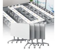 Table de conférence pliante portable avec roues verrouillables pour bureau et salle de classe Bureau de réunion multi-usage pour une installation et un rangement faciles