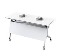 Table de conférence pliante portable avec roulettes et étagère, design peu encombrant pour bureau, formation, événements