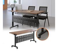 Table de conférence pliante portable avec roulettes - Finition noyer foncé 139,7 x 61 x 76,2 cm, capacité de 104,3 kg, idéale pour les réunions et les ateliers, pieds en acier