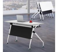 Table de conférence pliante portable avec roulettes Table de séminaire rectangulaire pour formation de bureau et événements Design gain de place Mobilité facile Idéal pour les grandes réunions