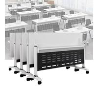 Table de conférence pliante - Table de réunion mobile avec couvercle rabattable idéale pour les séminaires, les formations et les conférences avec roues pour une mobilité facile dans la maison, le