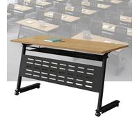Table de conférence pliante - Table de réunion mobile avec couvercle rabattable pour séminaires, formations, conférences, idéale pour la maison, le bureau, la salle de classe