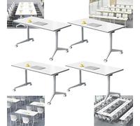 Table de conférence Pliante, Table de réunion Mobile Moderne avec roulettes silencieuses, idéale pour Les Bureaux, Les réceptions, Les salles de Formation et Les réunions, 4 Places, 120 x 60