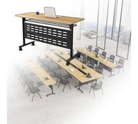 Table de conférence Pliante, Table de réunion rectangulaire à roulettes, Table de conférence Mobile pour Salle de Classe ou Salle de Conseil,Formation Avec Roulettes Silencieuses (*8 140*40)