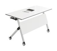 Table de Conférence Pliante, Tables de Formation pour Bureau Mobile, Bureau D'étude Informatique, Panneau D'intimité, roulettes Pivotantes À 360°, pour Maison, Bureaux(White,180x50cm/70.8x19.6in)