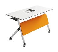 Table de Conférence Pliante, Tables de Formation pour Bureau Mobile, Bureau D'étude Informatique, Panneau D'intimité, roulettes Pivotantes À 360°, pour Maison, Bureaux(Orange,180x40cm/70.8x15.7in)