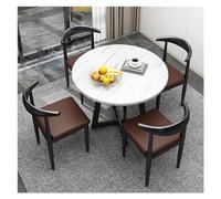 Table de conférence polyvalente marron pour petits bureaux et salles de réunion, 80 cm, parfaite pour les zones de réception, cuisine, petit déjeuner, bar, salle à manger et table basse avec 4 chaises