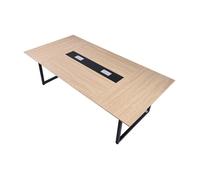 VEVOR Table de conférence rectangulaire de 2400 mm pour 10 personnes, table de réunion avec pieds en métal, grand bureau de séminaire moderne pour bureau, salle de réunion, salle de formation, marron