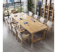 Table de conférence rectangulaire en Bois Massif (160 x 81 x 76 cm), Beige, Design Industriel Robuste, idéale pour Les espaces Professionnels. Chaise Non Incluse.