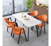 Table de conférence rectangulaire moderne avec dessus épais, design compact 5 pièces pour salle à manger et salles de réunion