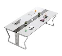 Table de conférence rectangulaire pour 4 petits bureaux en bois blanc, idéale pour la maison et les petits espaces, table de réunion et de séminaire, bureau d'entraînement compact