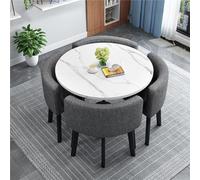 Table de conférence ronde avec 4 chaises - Design compact pour petits espaces - Diamètre : 80 cm