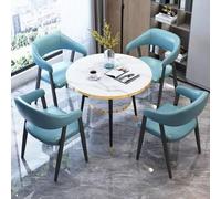 Table de conférence ronde avec 4 chaises - Meuble de salle de réception pour bureau et hôtel - Design gris foncé polyvalent pour espaces de collaboration