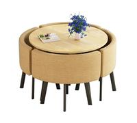 Table de conférence ronde avec 4 chaises, mobilier moderne de bureau et salle à manger, idéal pour la cuisine et l'espace de travail