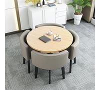 Table de conférence ronde compacte avec 4 chaises - Parfait pour les dîners de 4 personnes et les réunions de bureau, design compact pour les petits espaces, élégant et fonctionnel