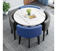 Table de conférence ronde de 80 cm avec 4 chaises, idéale pour la réception, la salle à manger et la négociation, design simple pour les bureaux modernes