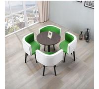 Table de conférence ronde de bureau 5 pièces avec 4 chaises rembourrées en PU pour négociation d'affaires, réunion, club, réception de bureau ou salle à manger