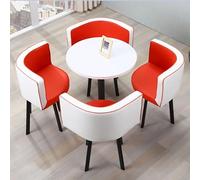 Table de conférence ronde moderne 5 pièces avec 4 chaises rembourrées en polyuréthane pour bureau, réception, réunion, négociation, club et salle à manger