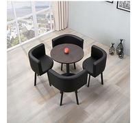 Table de conférence ronde moderne 5 pièces avec 4 chaises rembourrées en polyuréthane pour négociation d'affaires, réception de bureau, réunion, club ou salle à manger