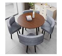 Table de conférence ronde moderne avec chaises - Table de salle à manger compacte grise pour bureau, réception, balcon, salon, hôtel, salon et espaces de loisirs