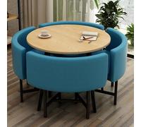 Table de conférence ronde pour salle à manger/cuisine/bureau, table de négociation avec 4 chaises en cuir, bar rond petit déjeuner, café, salon de beauté, loisirs