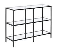 Table de Console Design pour Salon Étagère à 3 Niveaux Moderne en Verre Trempé Acier Laqué 100 x 30 x 73 cm Noir