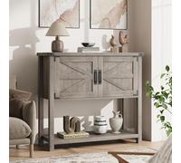 Table de Console Farmhouse avec 2 Portes, Table d'entrée avec 2 armoires de Rangement, Buffet Farmhouse pour la Cuisine, l'entrée, Le Salon, 32 Pouces, Gris
