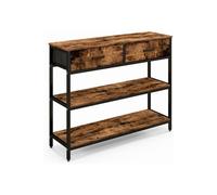 Giantex Table de Console Industrielle à 3 Niveaux avce 2 Tiroirs, 100 x 30 x 80cm, Marron Marron G