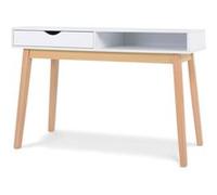 Table de console meuble bureau coloris blanc/naturel - longueur 119 x profondeur 37 x hauteur 75 cm -JUANIO- Blanc G