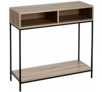 Table de console meuble d'entrée en MDF-métal coloris natutrel/noir - Longueur 80 x Profondeur 30 x Hauteur 75 cm Noir G