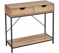 Table de console meuble d'entrée en MDF-métal coloris natutrel/noir - Longueur 80 x Profondeur 30 x Hauteur 75 cm Noir G