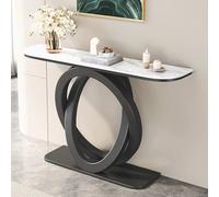 Table de Console Moderne pour Canapé avec Pieds en Métal Géométriques Table de Console en fer Contemporaine Contre le Mur, Meuble Long pour Couloir D'Hôtel(Black,120*35*85CM/47.2*13.8*33.5IN)