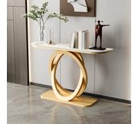 Table de Console Moderne pour Canapé avec Pieds en Métal Géométriques Table de Console en fer Contemporaine Contre le Mur, Meuble Long pour Couloir D'Hôtel(Gold,120*35*85CM/47.2*13.8*33.5IN)