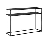 Table de console, tables de console, table d'appoint carrée, table d'appoint en fer noire avec 2 couches d'espace de rangement, table basse tendance avec étagère, table d'entrée étroite