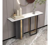 Table de Couloir, Console derrière Le canapé, Console Fine en Pierre frittée Brillante Effet marbre et Pieds Noir doré, Plateau en Panneau de Roche, Tables d'appoint de canapé Modernes et ha