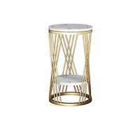 Table de Couloir, Console étroite, Table d'appoint en marbre, Support pour Pot de Fleurs, Meuble d'angle pour Balcon, Cadre en Fer doré/Noir.