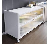 Table de cuisine avec espace de rangement et table de travail multicouche pour four à micro-ondes salle à manger armoire de rangement latérale antipoussière support boulanger Bianco 60 x 36 x 85