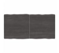Table de cuisine carrée en bois massif non traité avec bords vivants - Gris foncé - 120 x 60 x 6 cm - Pour la maison et le bureau