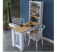 Emob - Locelso Table de cuisine | 100% Mélamine | Noyer blanc