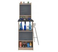 Table de cuisine et 2 Meubles de rangement chene - Noir - L 183.8 x l 58 x H 107.2 cm