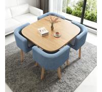 Table de Cuisine et chaises pour 4 Personnes, Ensemble de Table à Manger Moderne carrée, avec 4 chaises pour Petite Salle de réunion, Cuisine et Salon Blue