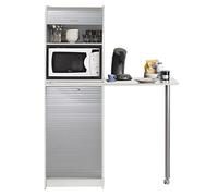 SIMMOB Table de Cuisine et Meuble de Rangement Blanc Alu L 131.1 H 180.7 P 60 cm