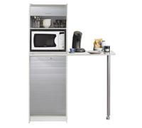 Table de Cuisine et Meuble de Rangement Blanc Alu - L 131.1 x l 60 x H 180.7 cm