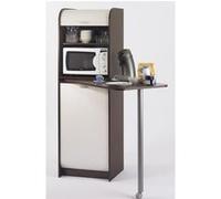 Table de Cuisine et Meuble Rangement 5 Niches - Wengé + Blanc - L 131.1 x l 60 x H 180.7 cm Blanc G